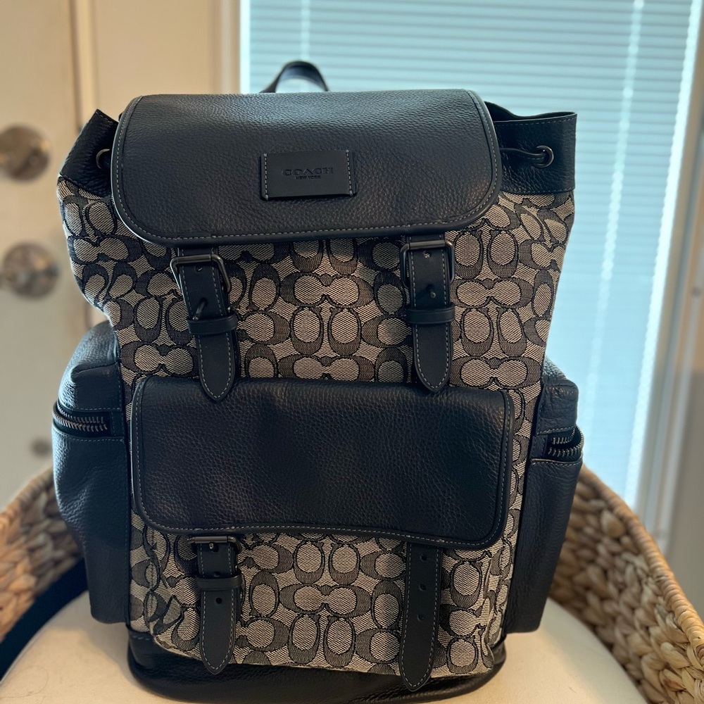 Coach Sprint Jacquard Black and Gray Backpack